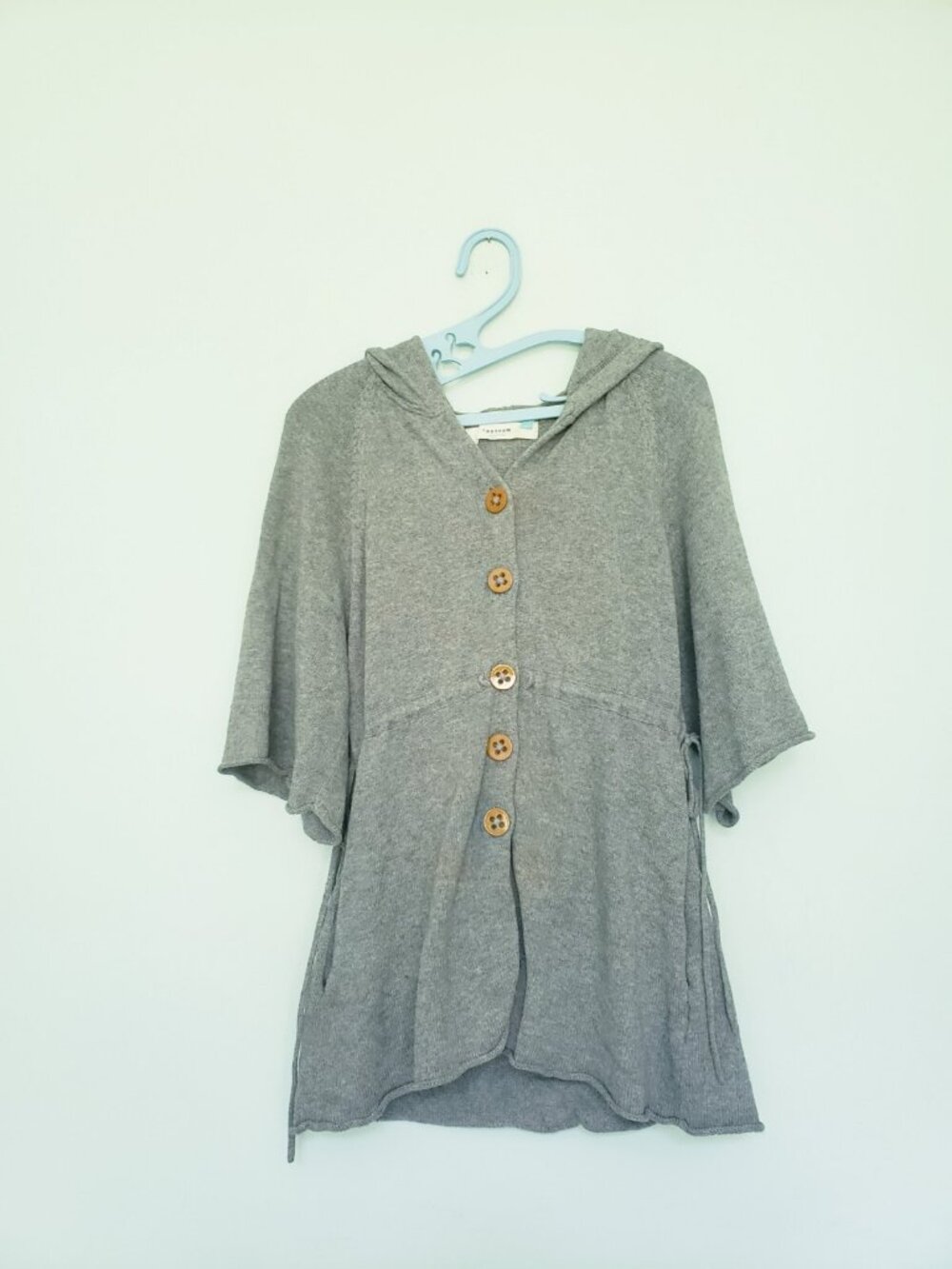 Sparrow Women S Cardigan Short Sleeve Wool Blend Gray Hooded Cinch Anthropologie